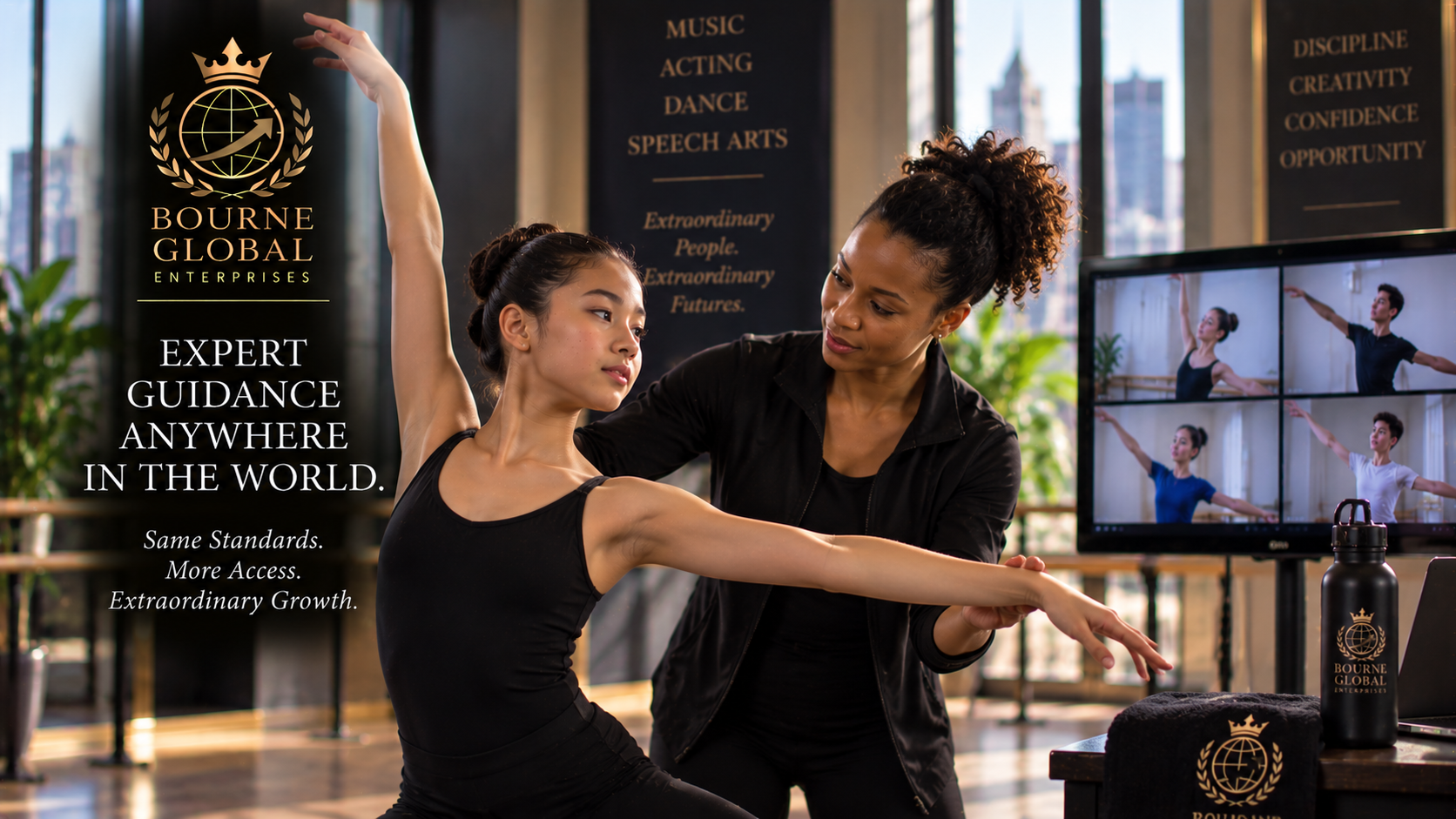 Dancer receiving expert developmental guidance alongside local training